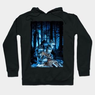 Wolf Pack with Amber Eyes Hoodie